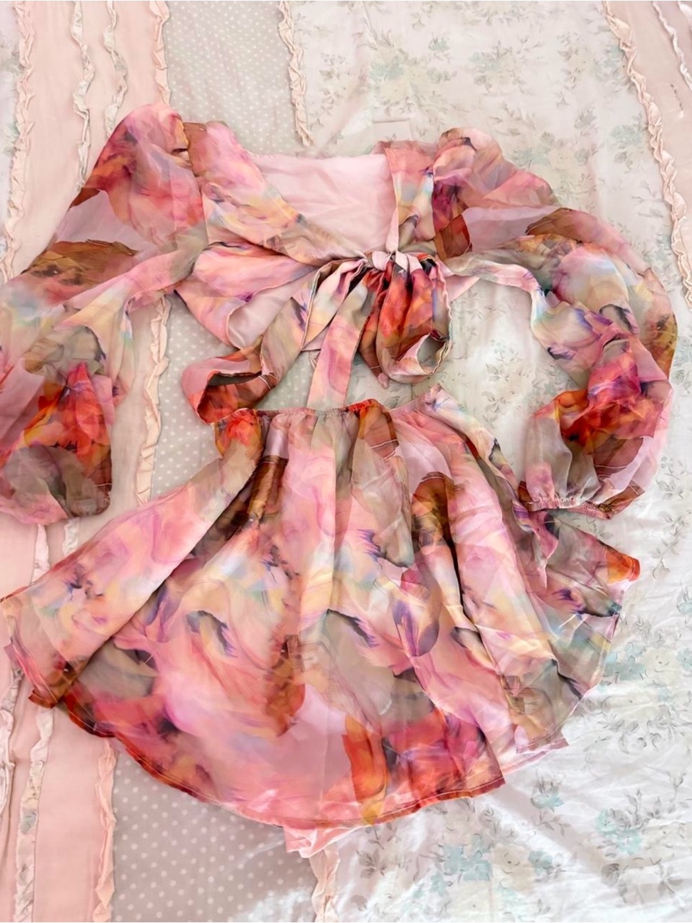 Pink floral print set